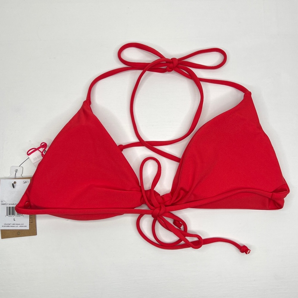 Volcom Simply Seamless Triangle Bikini Top Red - image 5